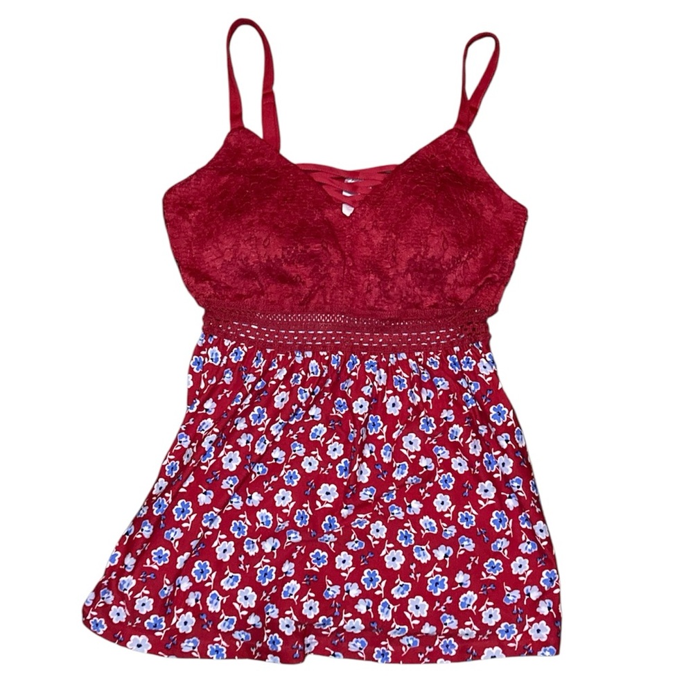 Elegant Red Floral Lace Cami